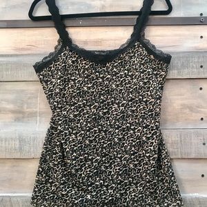 White House Black Market Animal Print/Lace Tank M